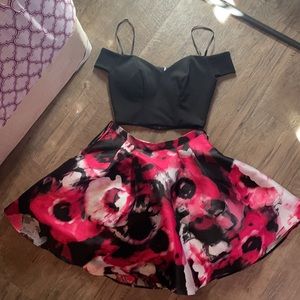 B. Darlin, size-1/2, Pink black and white, two-piece formal dress